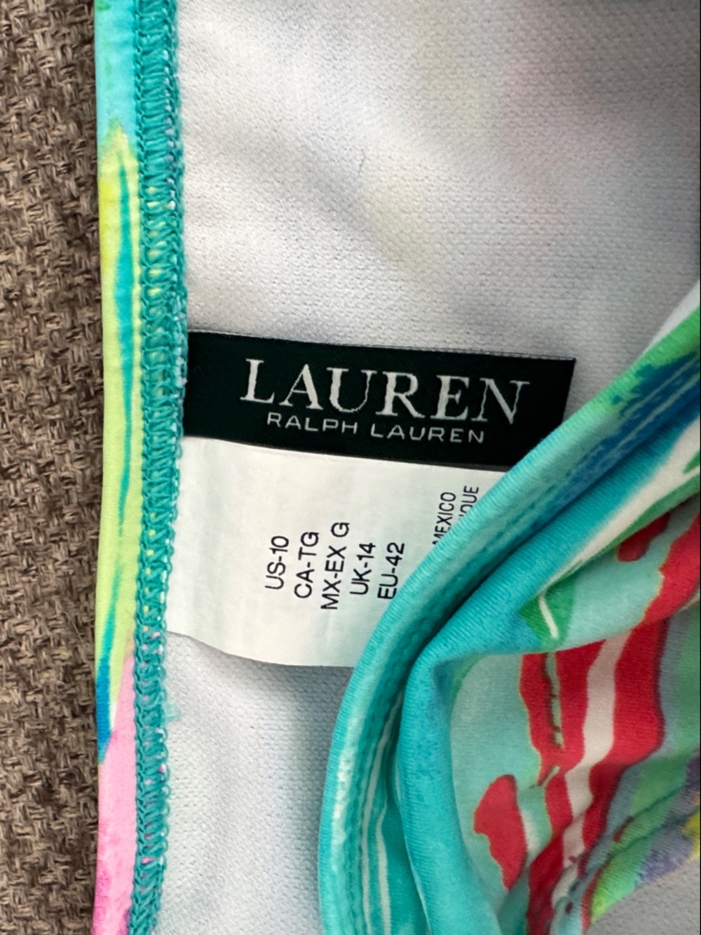 Ralph Lauren Multicolor Green Blue Pink Ring-Accent Bikini - Picture 2 of 3